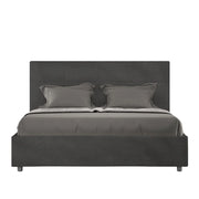 Letto queen size contenitore imbottito 150x200 microfibra azzurro Mika