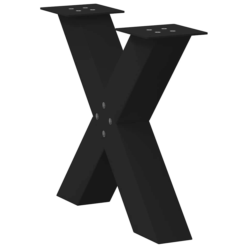 Set di 2 gambe regolabili per tavolino da caffè a forma di X 60 x 42-43 cm in acciaio nero 02_0057232
