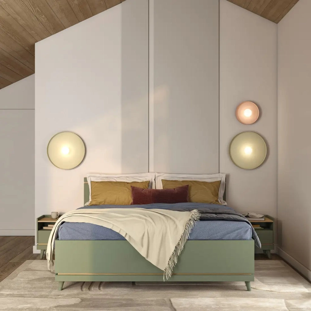 Letto + doghe NOKI – 160x200 cm verde e legno – Stile scandinavo