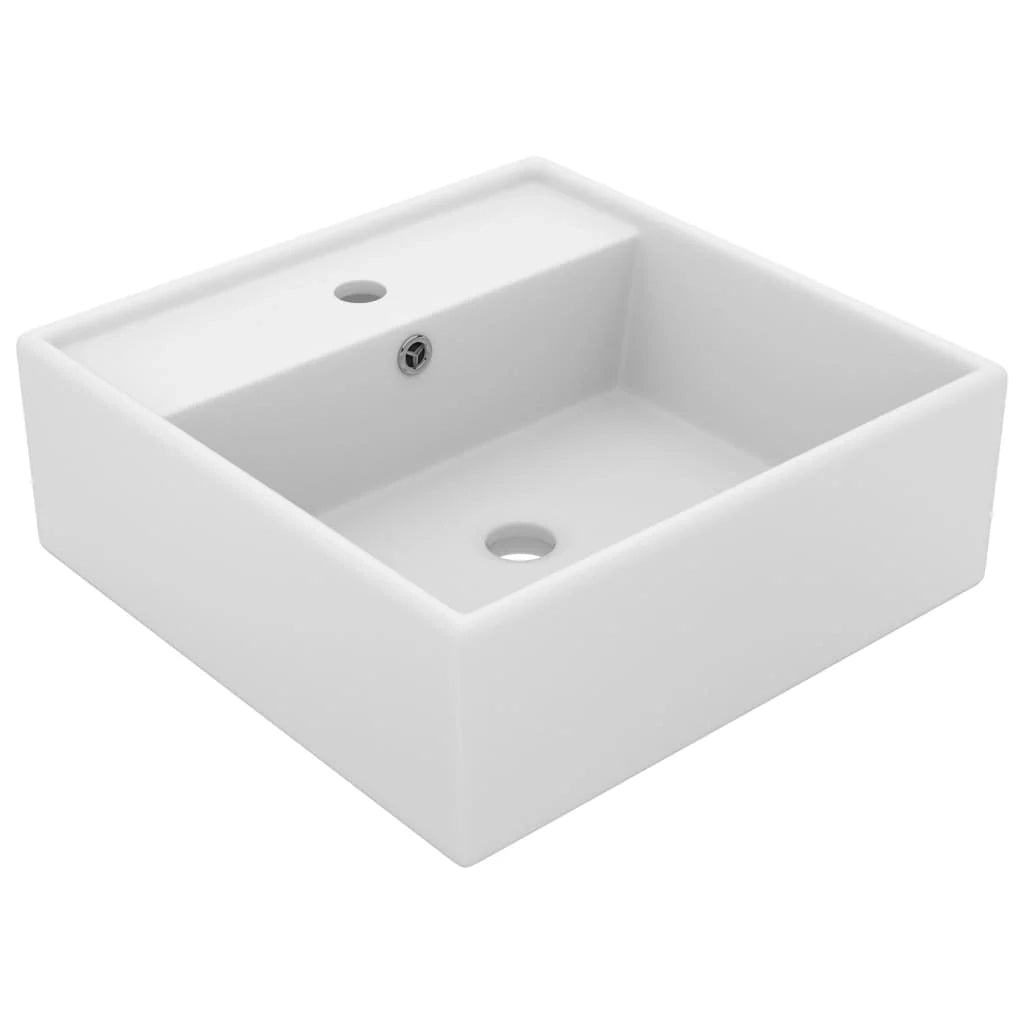 Lavabo quadrato di lusso con troppopieno lavabo da appoggio lavabo da bagno stanza da trucco casa 41 x 41 cm ceramica bianca opaca 02_0002685