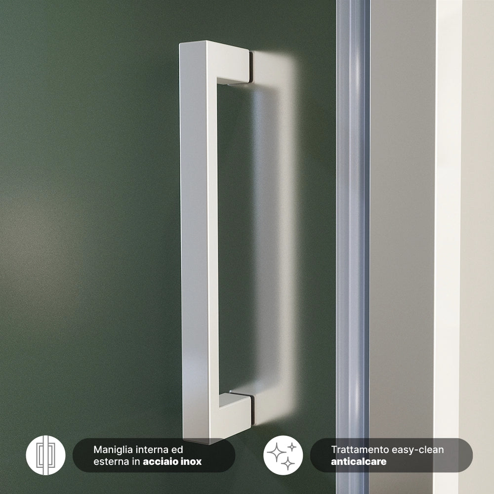 Box doccia 100x90 cm con apertura a battente vetro 6mm opaco h195 cm | Aruba