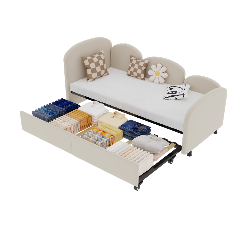Divano Letto Singolo Imbottito con Cassetti ¨C MINIMAL ¨C Velluto
