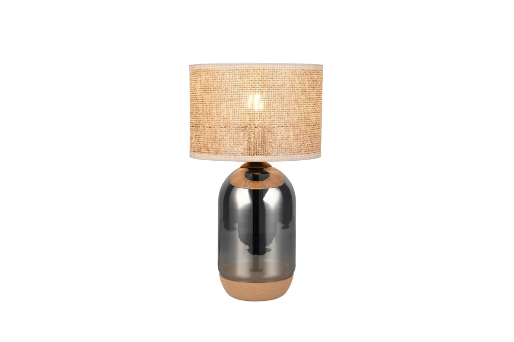 Lampada tavolo TARA vetro cromo vimini 43cm E27 Trio