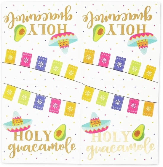 Servetten per Cocktail con Foglia d'Oro - Papier Servetten - Tema Fiesta - 100 Stuks - 12,7 cm - 4 Disegni