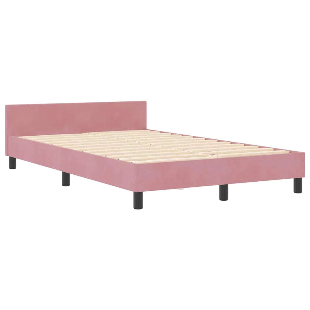 Letto a molle con testiera Rosa 120 x 190 cm Velluto