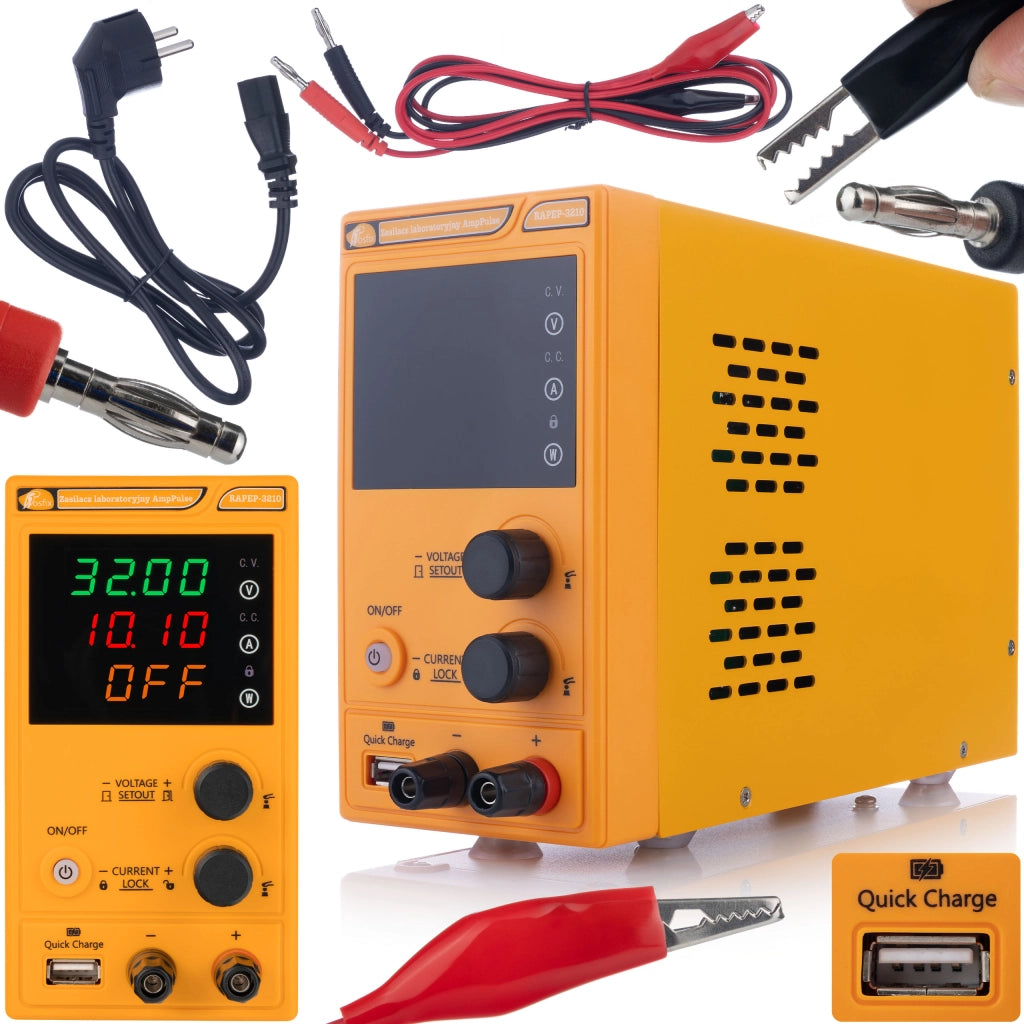 Zasilatore da Laboratorio AmpPulse RAPEP-3210 32V 10A – Precisione Elevata, Display Chiaro | Protezione ROSFIX