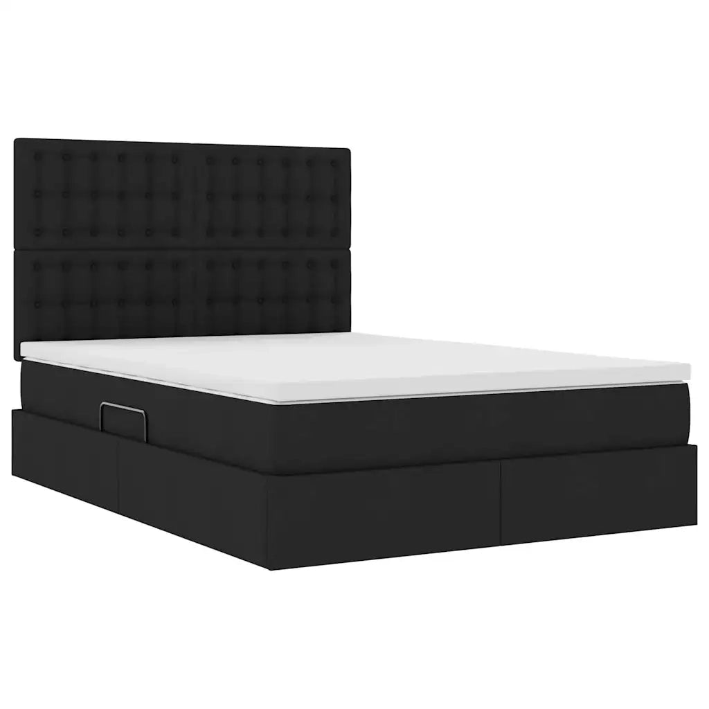 Letto con contenitore e LED Nero 140 x 190 cm Poliestere 3372542