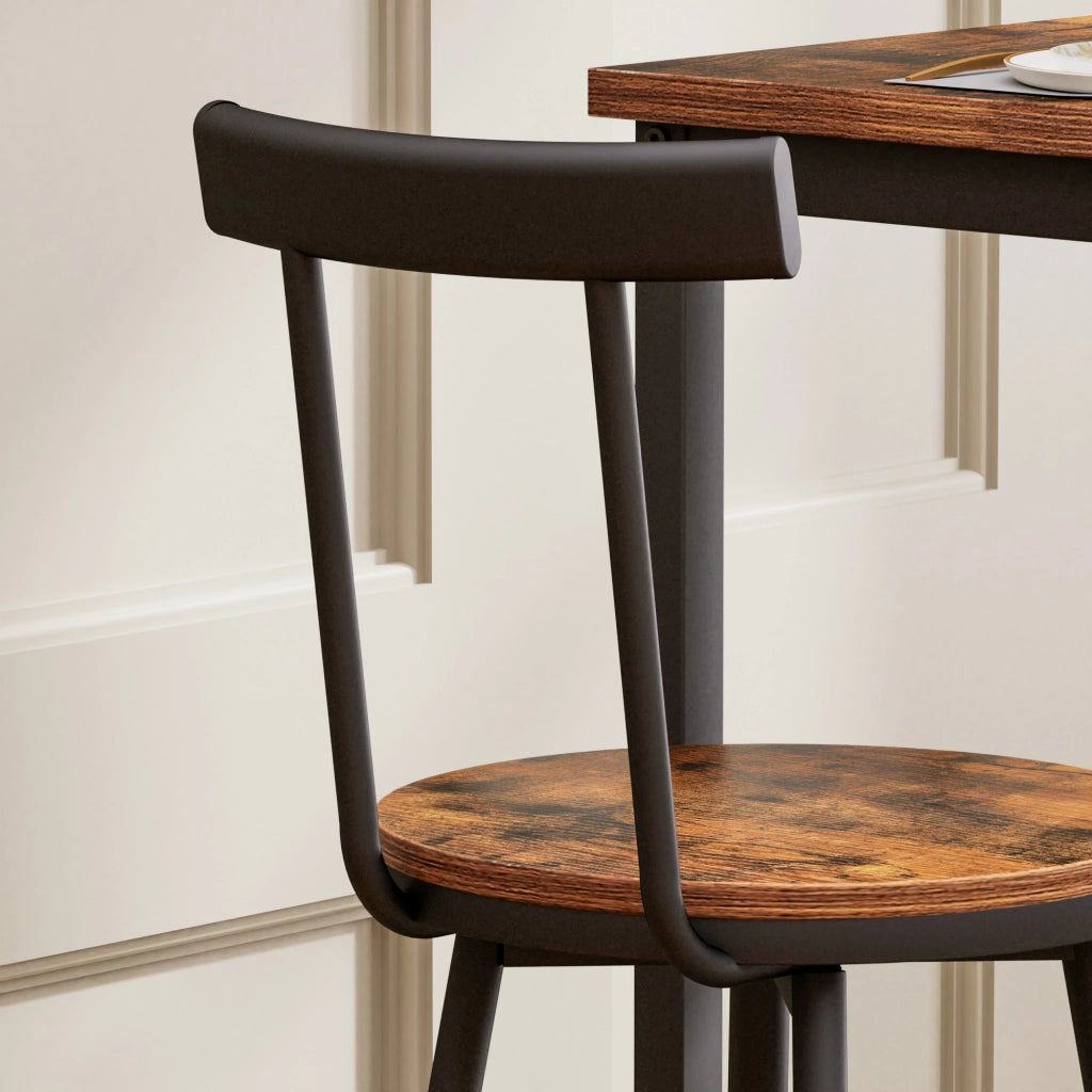 Set Tavolo Alto e Sgabelli Industrial ¨C Xylo ¨C Piano Legno, Struttura Metallo, 60x60x90 cm