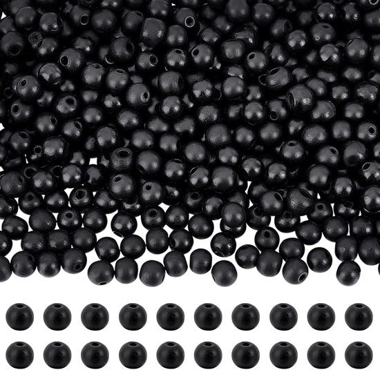 Kralen in Legno 500 Pezzi - Nero Verniciato - 10 mm - Kralen Artigianali - Creazione di Gioielli - Progetti di Fai da Te - Utilizzo Versatile - Kralen per Gioielli