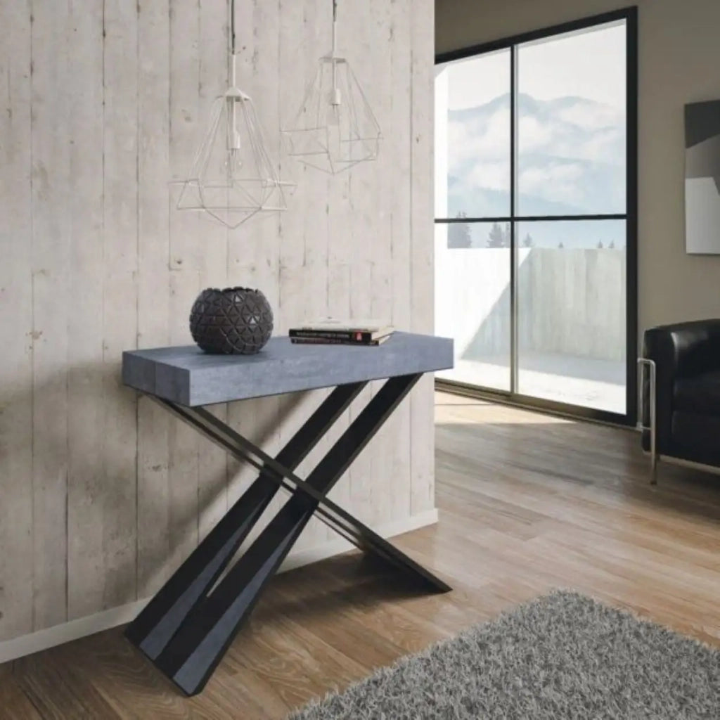 Consolle allungabile 90x40/196 cm Diago Small Premium cemento gambe antracite