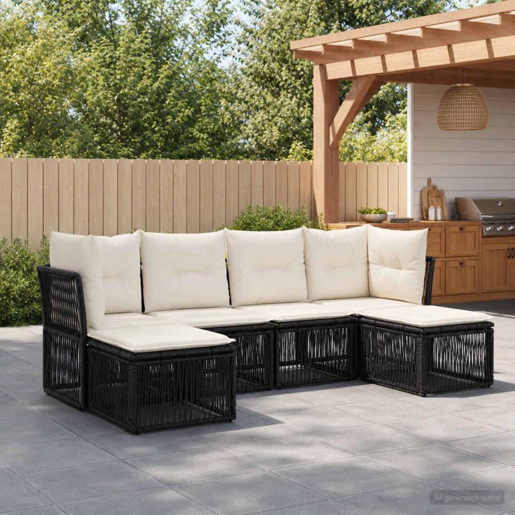 Set Divano da Giardino 6 pz Nero polyrattan 3434302