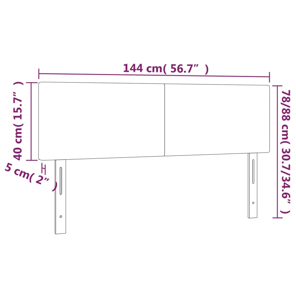 Testiera | Testata Crema a LED 144x5x78/88 cm in Similpelle