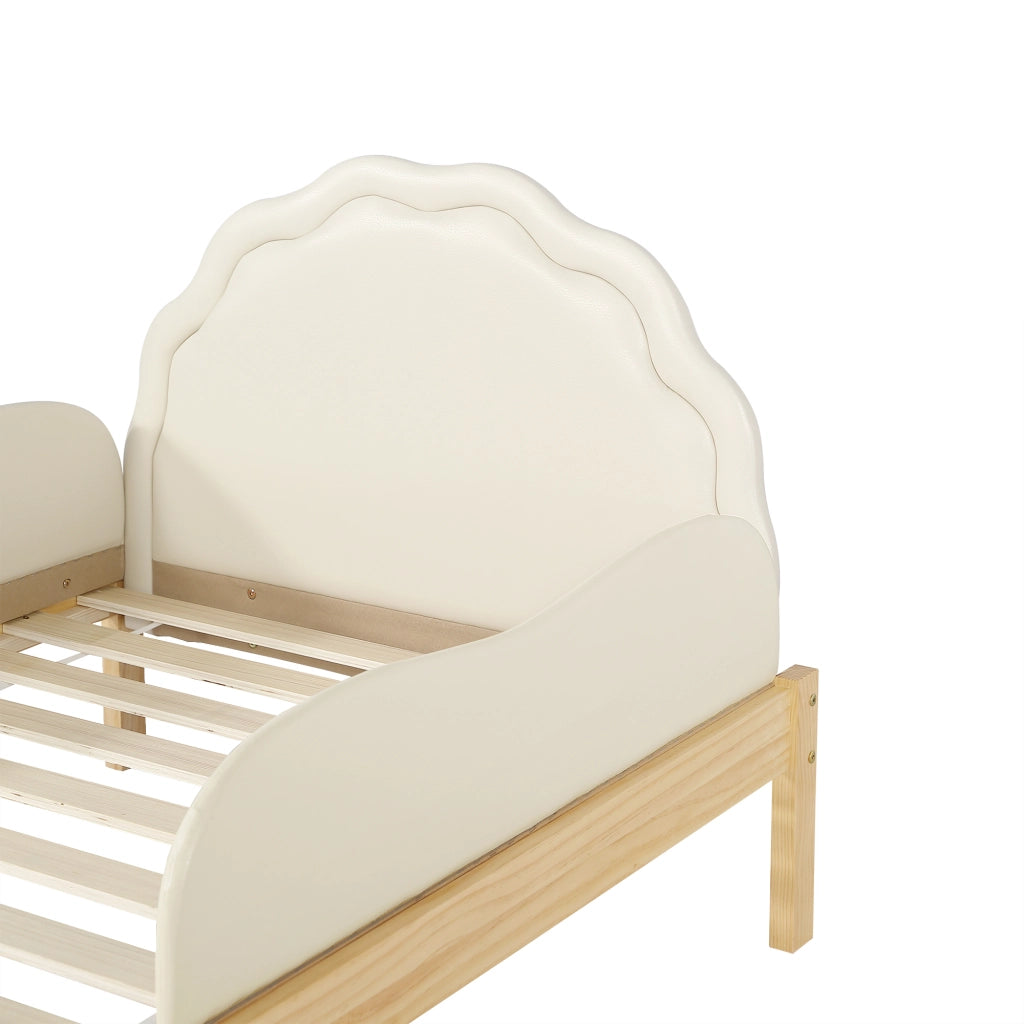 LETTO imbottito per bambini 90x200 cm Beige e Naturale