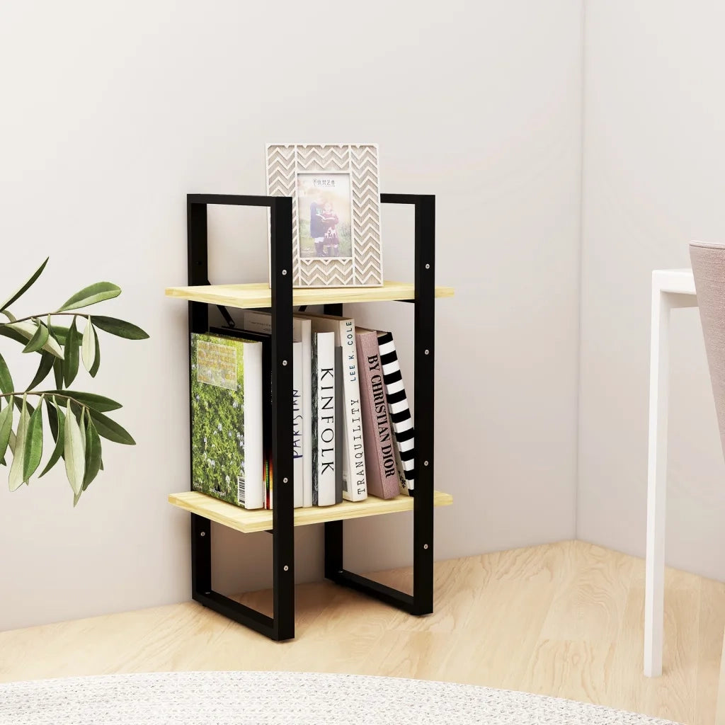 Libreria a 2 Ripiani-Scaffale per Libri-Mobile di Stoccaggio 40x30x70 cm in Legno Massello di Pino