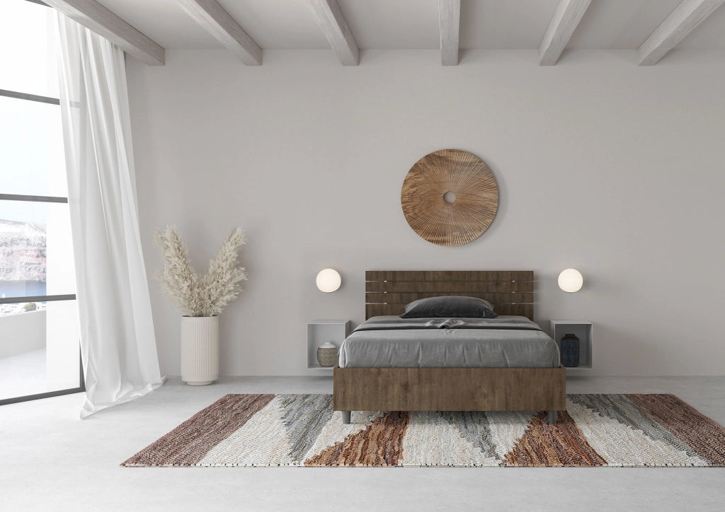 BS COM Letto una piazza e mezza contenitore 120x190 testata inclinata con doghe noce