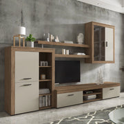 Mobile Soggiorno Casies, Parete Attrezzata 11 Ripiani, Marrone Rovere