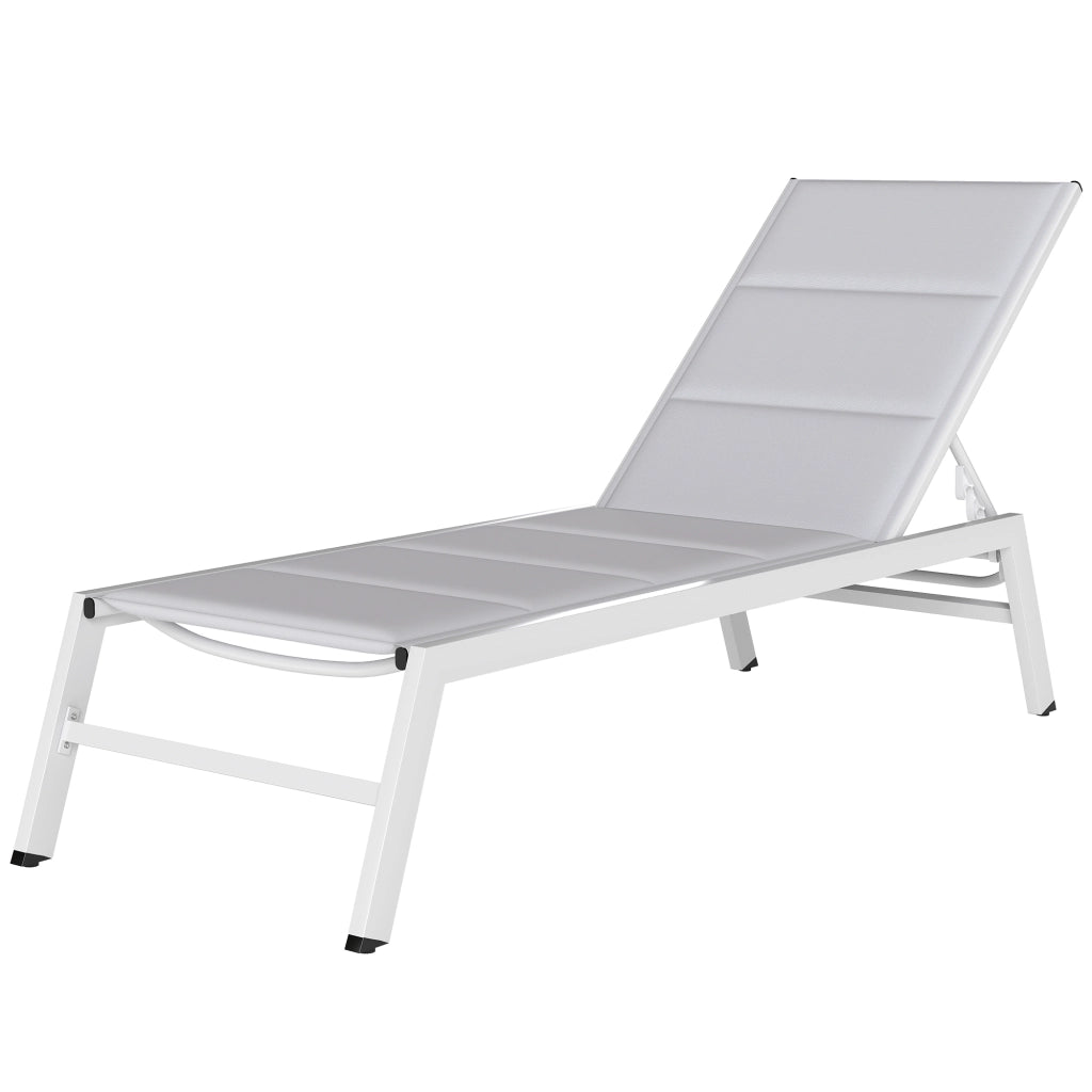 Sdraio Imbottita, Schienale 6 Posizioni, Telaio Alluminio, Capacit¨¤ 120 Kg, Grigio Chiaro