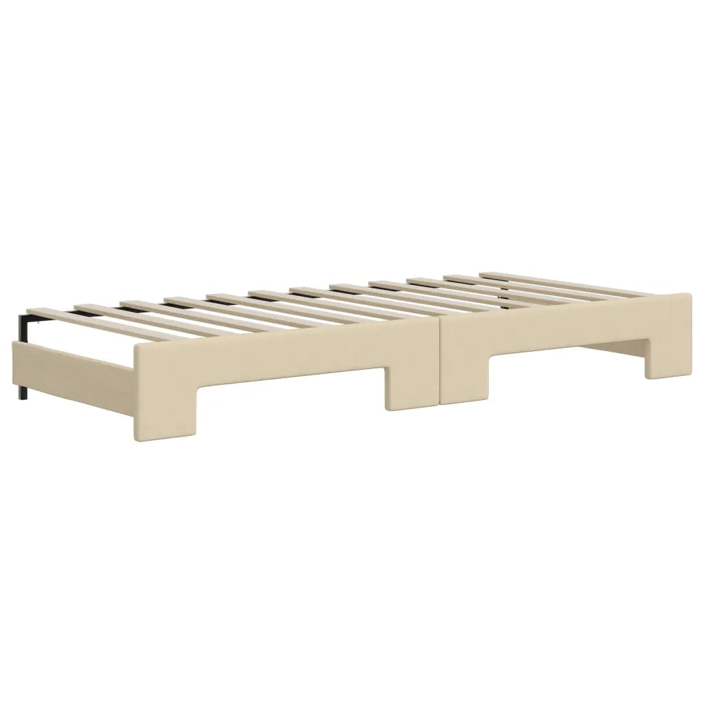 Divano Letto Estraibile con Materassi Crema 80x200 cm Tessuto 3197205