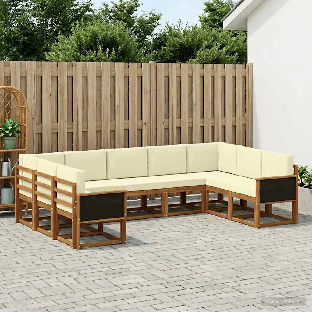 Set di divani da esterno con cuscino 9 pcs Naturale e Crema 3385521