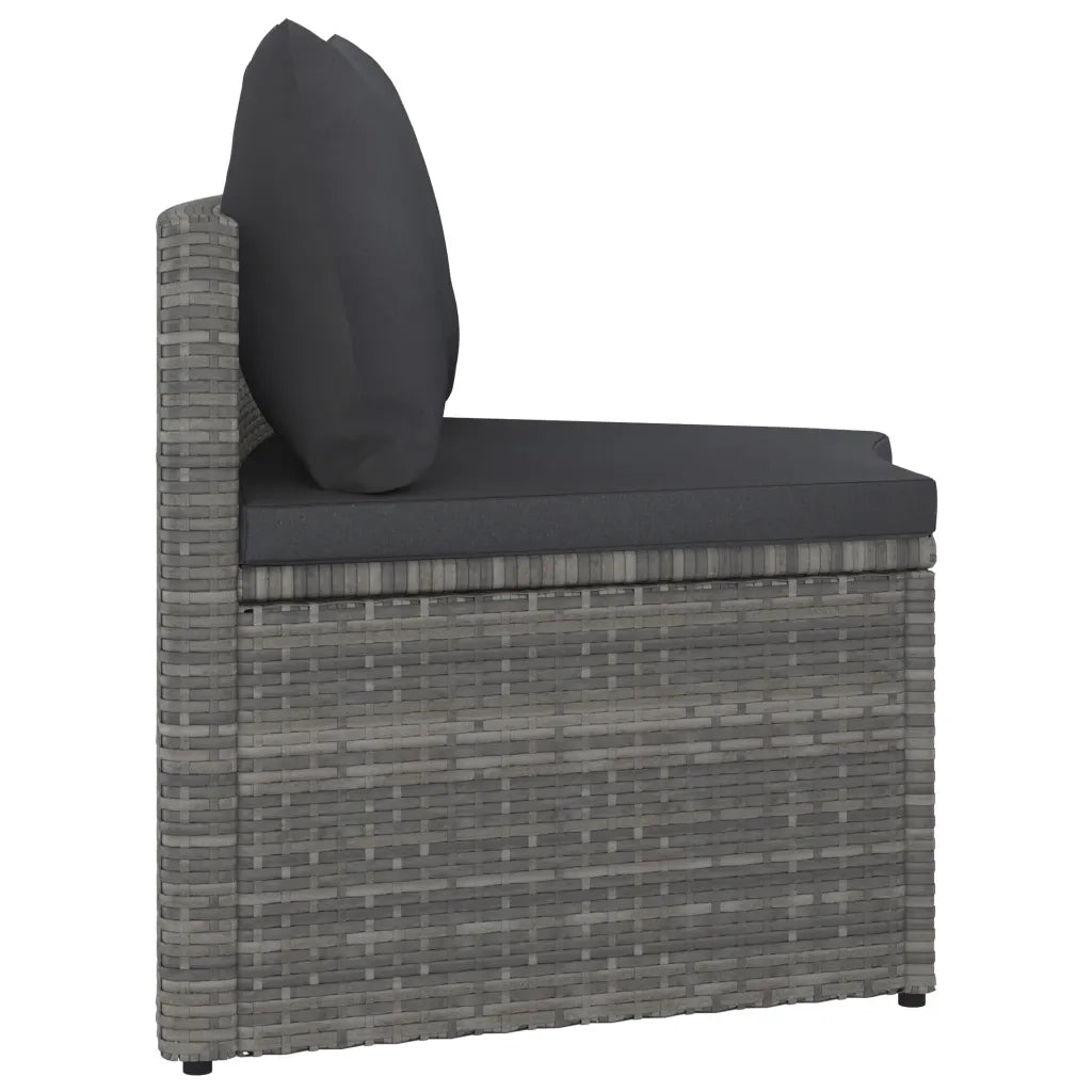 Set Divani da Giardino 7 pz con Cuscini in Polyrattan Grigio