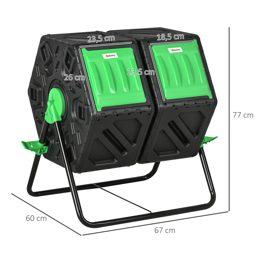 Compostatore Rotante 130L ¨C zephmum ¨C 67x60x77 cm Nero
