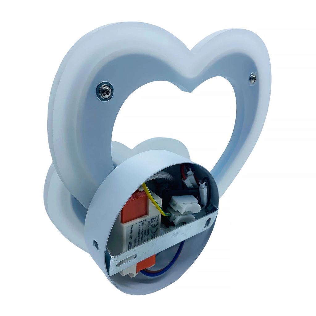 APPLIQUE LAMPADA DA MURO PER INTERNO A PARETE MODERNO DOPPIO CUORE CON LED 12W