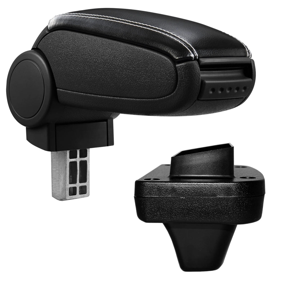 Bracciolo centrale per Opel Astra K con vano portaoggetti - imbottito - similpelle - nero con cuciture bianche 03_0011356