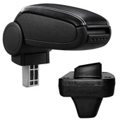 Bracciolo centrale per Opel Astra K con vano portaoggetti - imbottito - similpelle - nero con cuciture bianche 03_0011356