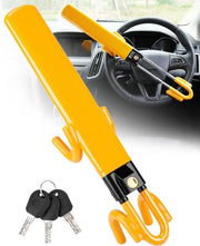 Blocco sterzo con protezione contro la furto, regolabile, universale, con protezione PVC, adatto per auto, SUV, camper e caravan, 3 chiavi, colore giallo