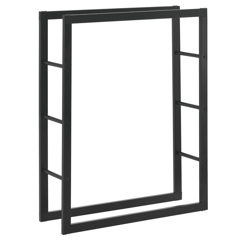 Portalegna per uso interno/esterno portalegna di design supporto per legna da ardere acciaio 80 x 25 x 100 cm nero 03_0006302