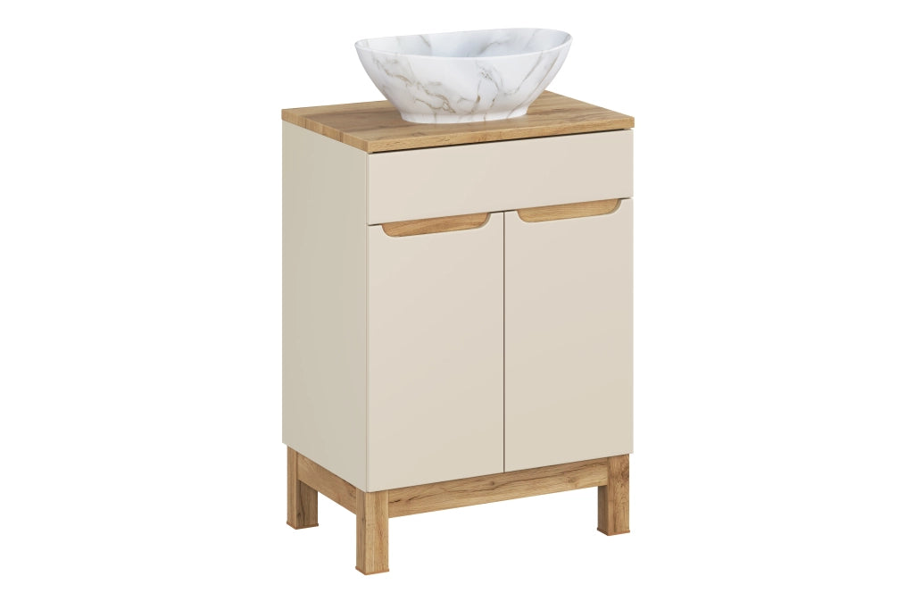 Set mobili bagno 60 cm con piano e lavabo da appoggio Pati Bali Cashmere 60 x 1401 x 46 cm