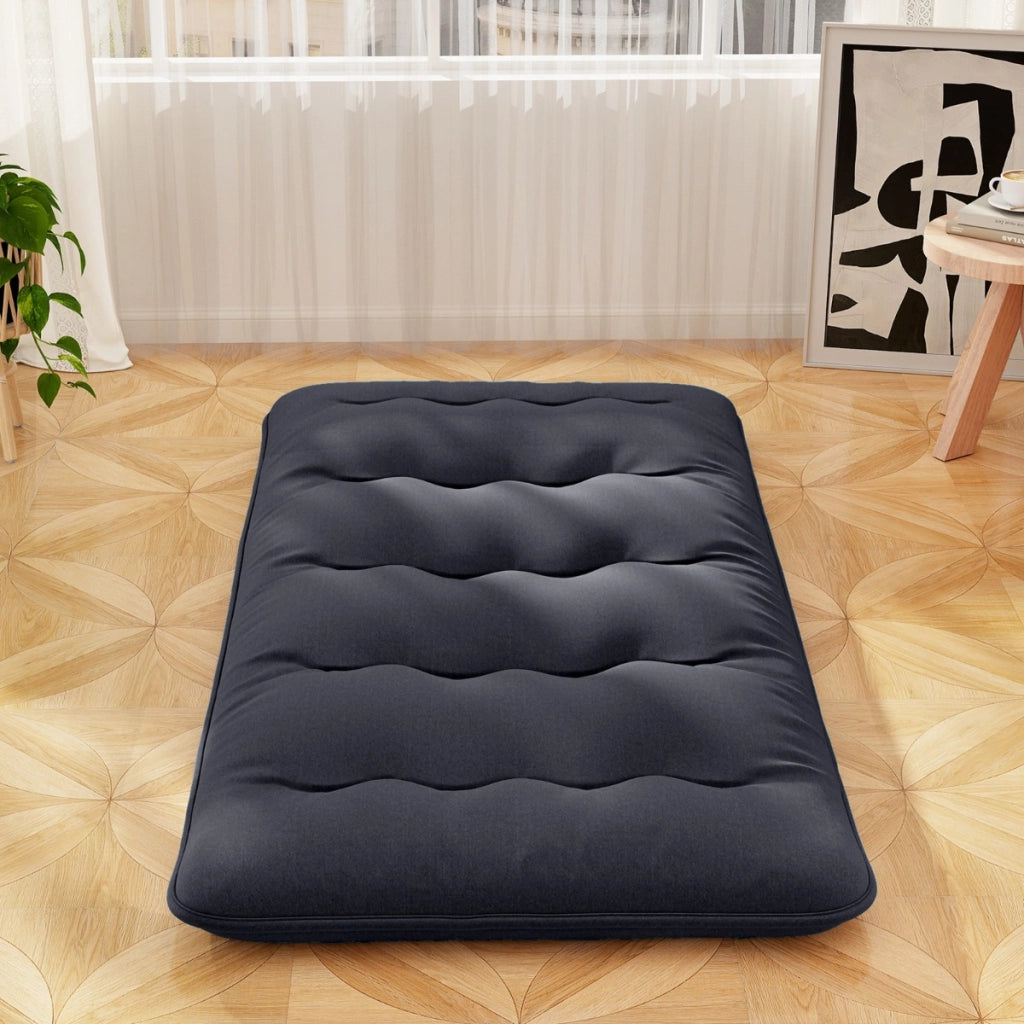 Materasso futon portatile con copertura lavabile sacca da trasporto, Tappeto arrotolabile per pavimento 90cm Nero