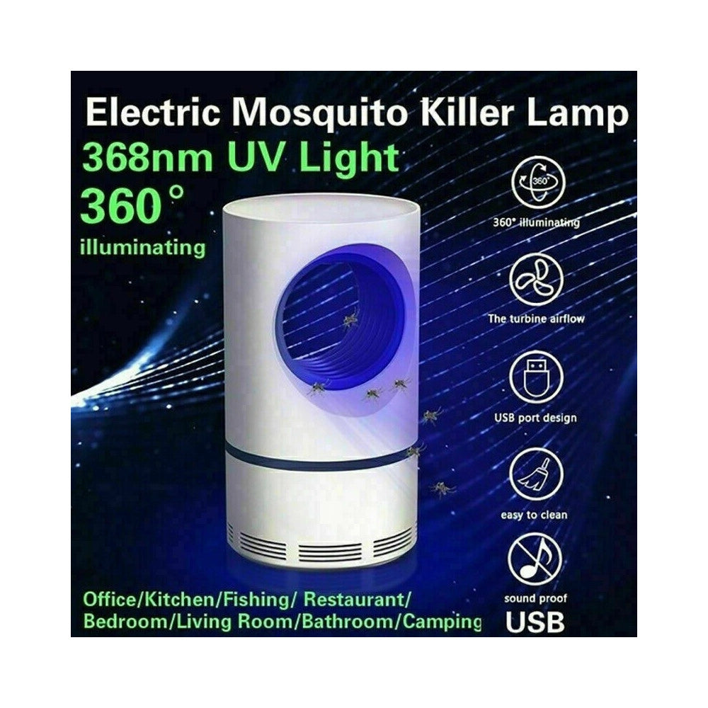 Trade Shop - Lampada Anti Zanzare Insetti Mosche Zanzariera Elettrica Usb Led Aspiratore Fan -
