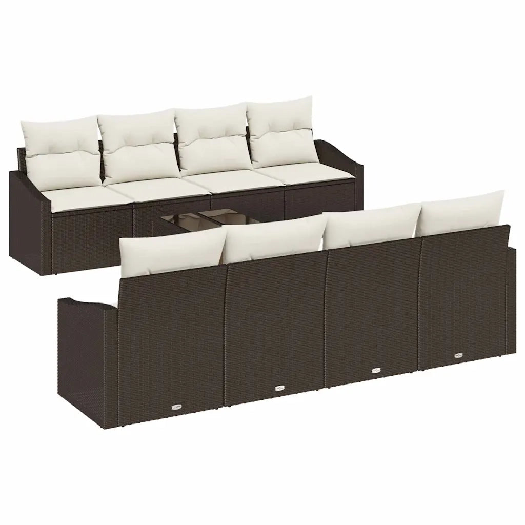 Set di divani con cuscino 7 pcs Marrone e Crema polyrattan 3355317