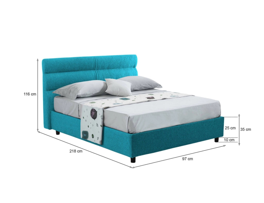 Brez, Letto Singolo Sfoderabile Made in Italy, Azzurro