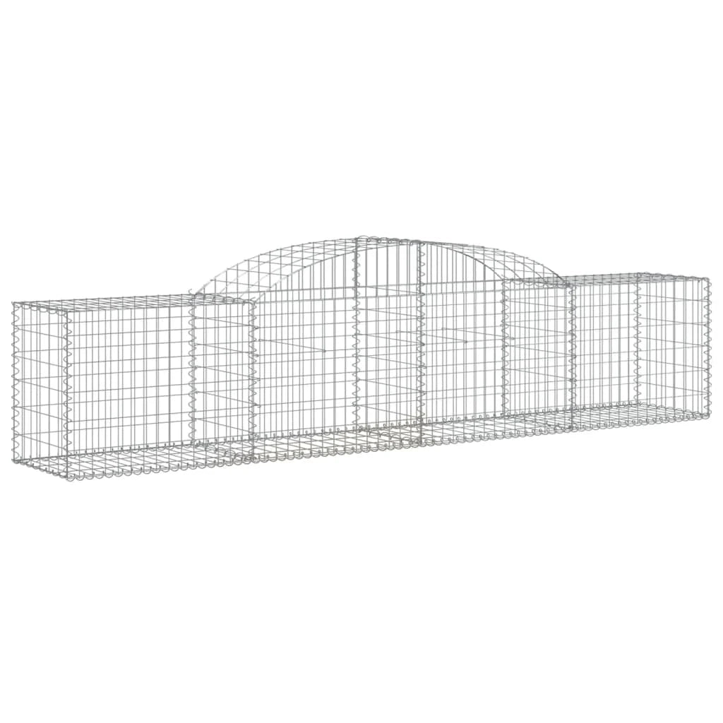 Cestini gabbioni recinzione a gabbia muro di contenimento ad arco 3 pezzi 300 x 50 x 60/80 cm ferro zincato argento 02_0040778