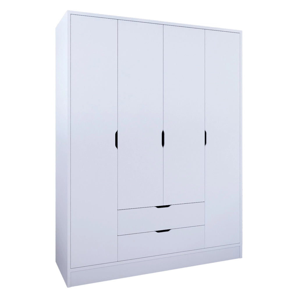 Armadio Camera da Letto Paterno, Guardaroba Grande Appendiabiti, 140x182h cm Bianco