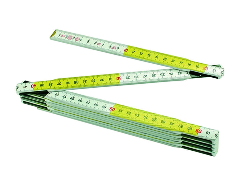 DOPPIOMETRO IN LEGNO BIANCO/GIALLO CE- - mt.2 - 10 pezzi ALTE
