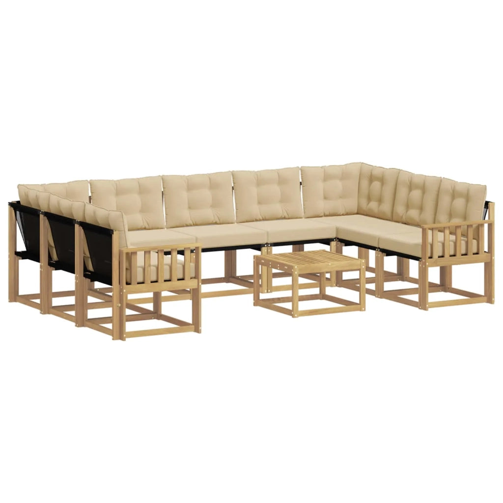 Set di divani da esterno 10 pz Bianco e Beige 3389883