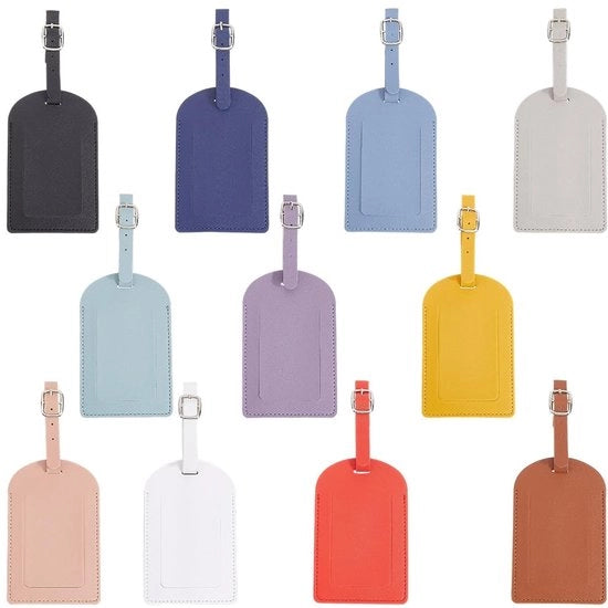 Etichette personalizzabili per valigia in 11 colori, etichette verticali con protezione della vista, etichette in pelle PU con chiusura regolabile per valigia, testate TSA.