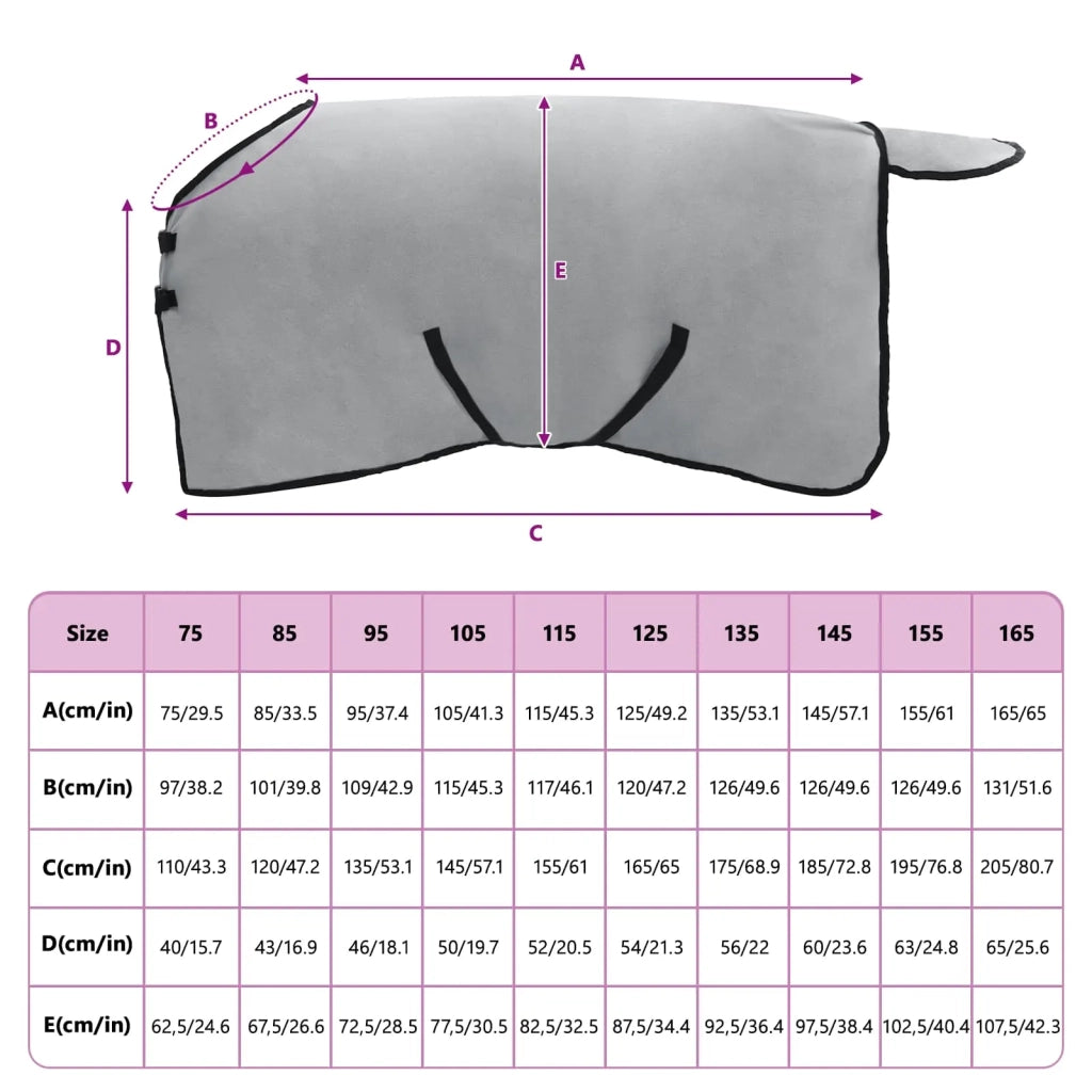 Coperta per Cavalli Grigio chiaro e rosa completo 105 cm CFW9750203