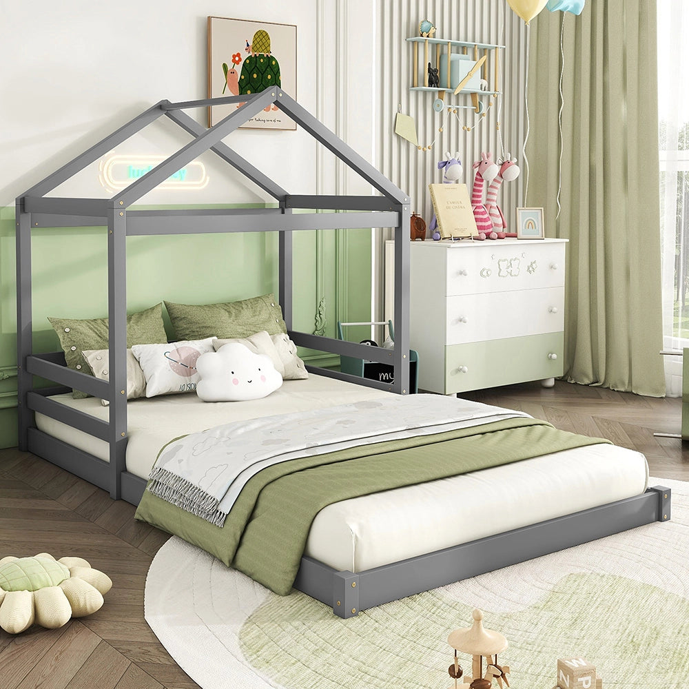 Letto a castello per bambini - Xylo - 140x200 cm - Grigio - In legno di pino senza materasso