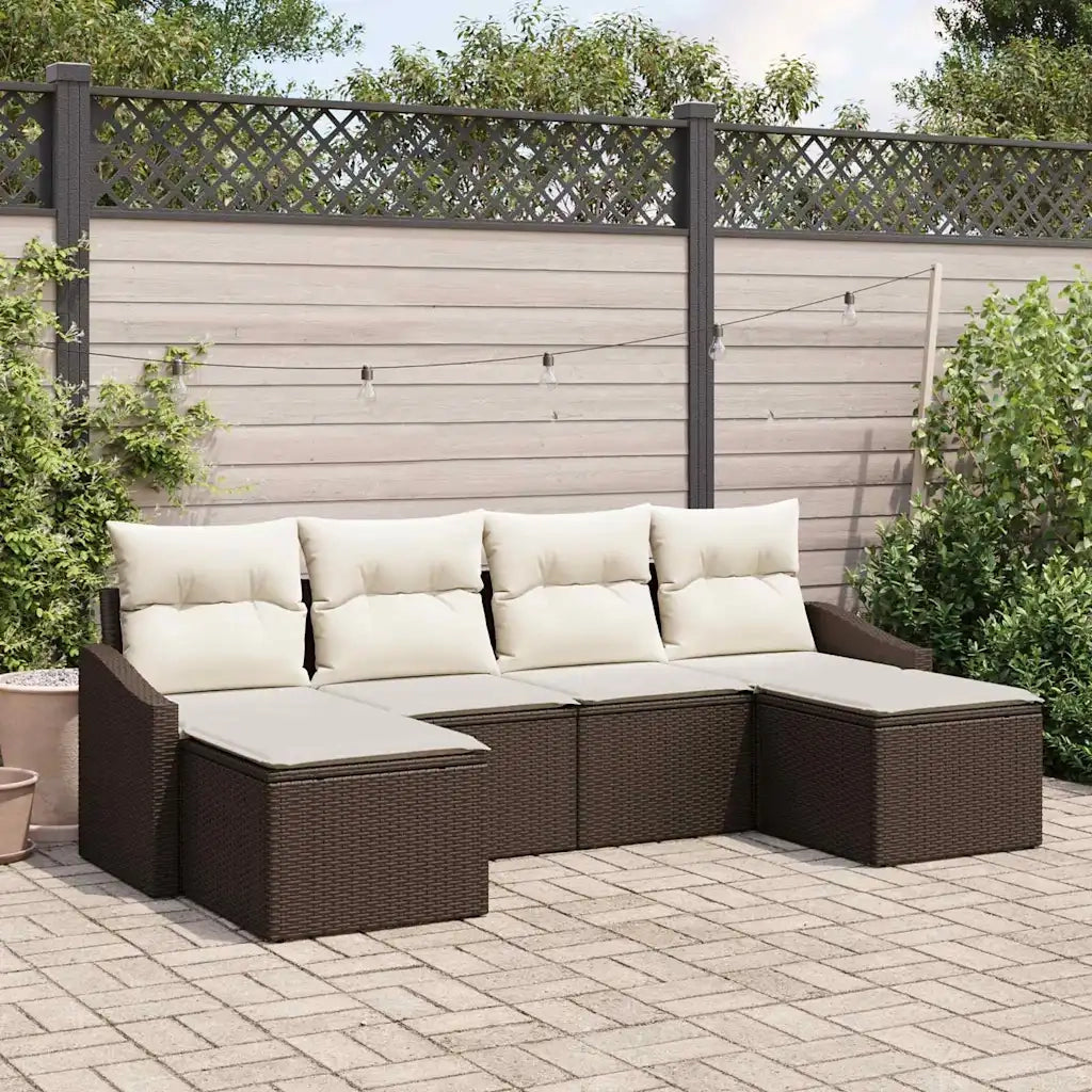 Set da Pranzo per Giardino con cuscino 6 pcs Marrone e Crema 3355497