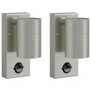 Set di 2 applique da giardino cilindriche dal design moderno 6,5 x 10,5 x 16 cm acciaio inossidabile argento 02_0056534