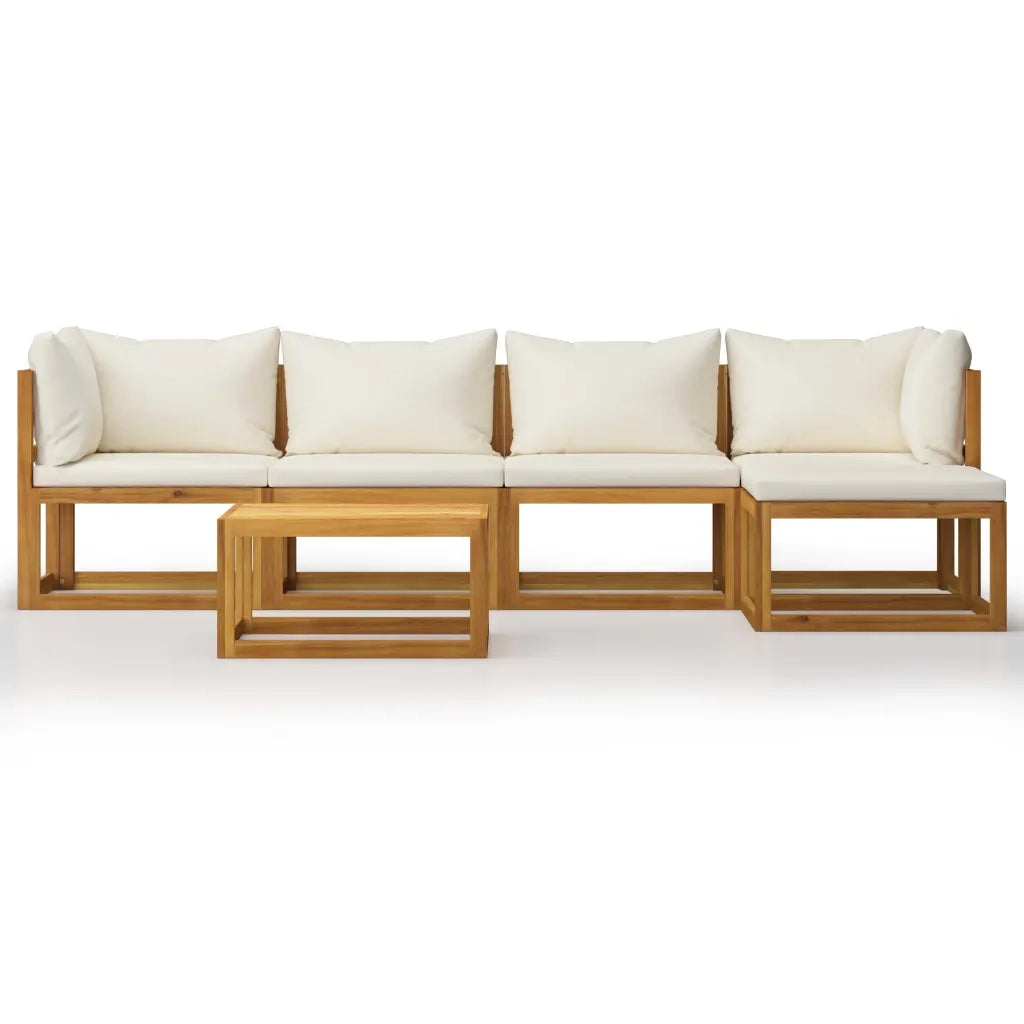 Set Divani da Giardino 6 pz con Cuscini Crema Massello Acacia 3057636