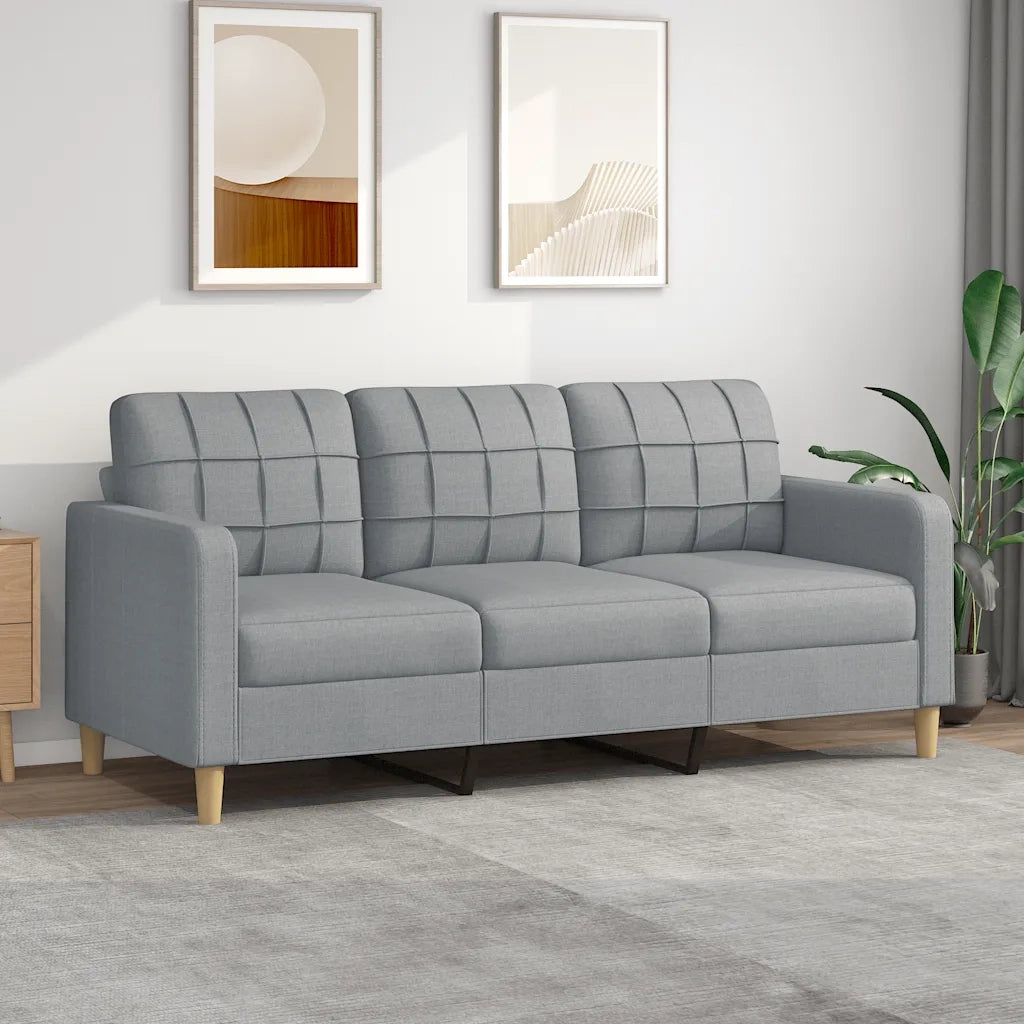 Divano a 3 Posti-Sofa 3 Posti Grigio Chiaro 180 cm in Tessuto 800274