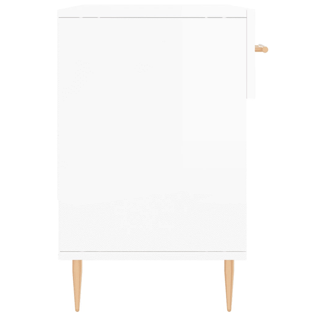 Panca Porta Scarpe Bianco Lucido 102x35x55 cm Legno Multistrato 829726