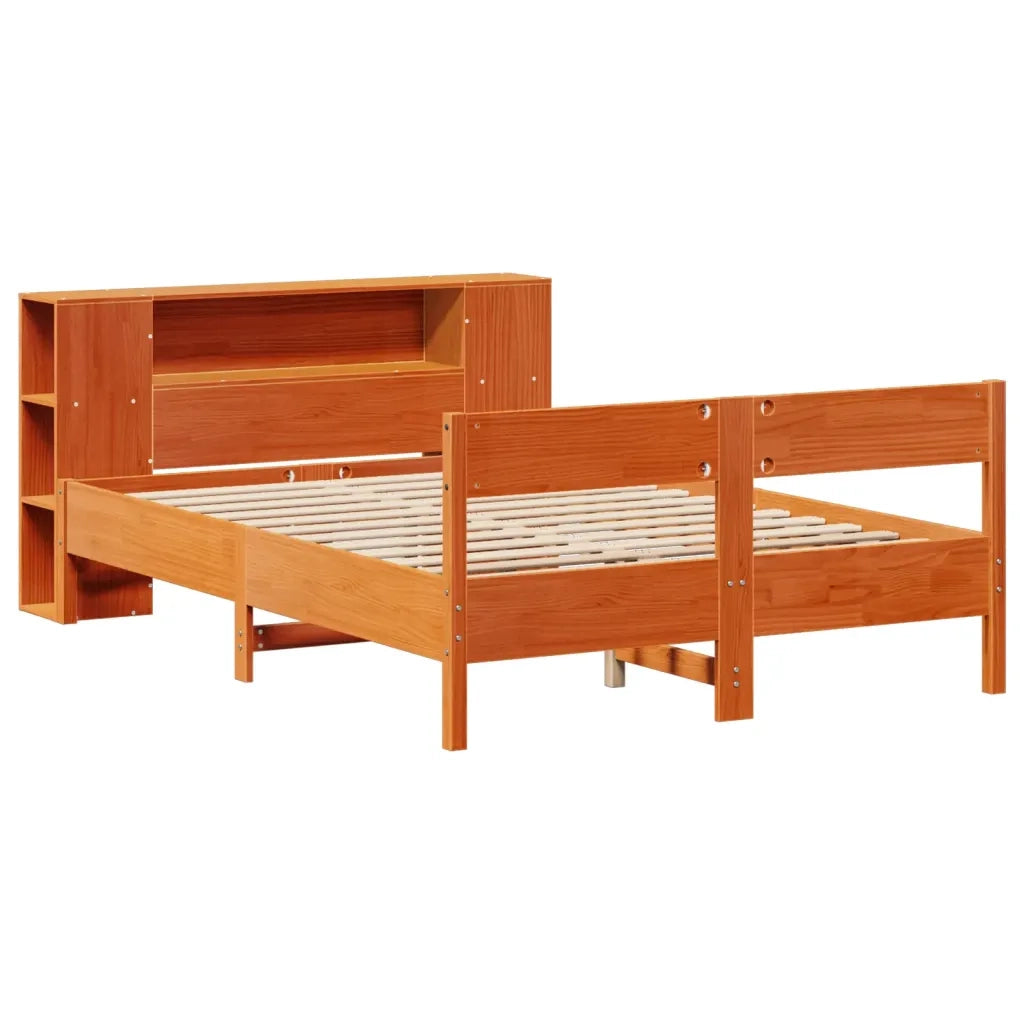 Letto Libreria senza Materasso Marrone Cera 140x200 cm in Pino 3322950