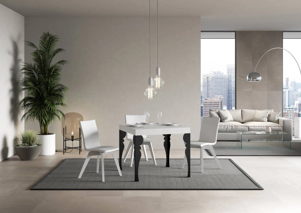 Tavolo allungabile 90x90/246 cm Paxor Premium Bianco Frassino telaio Antracite