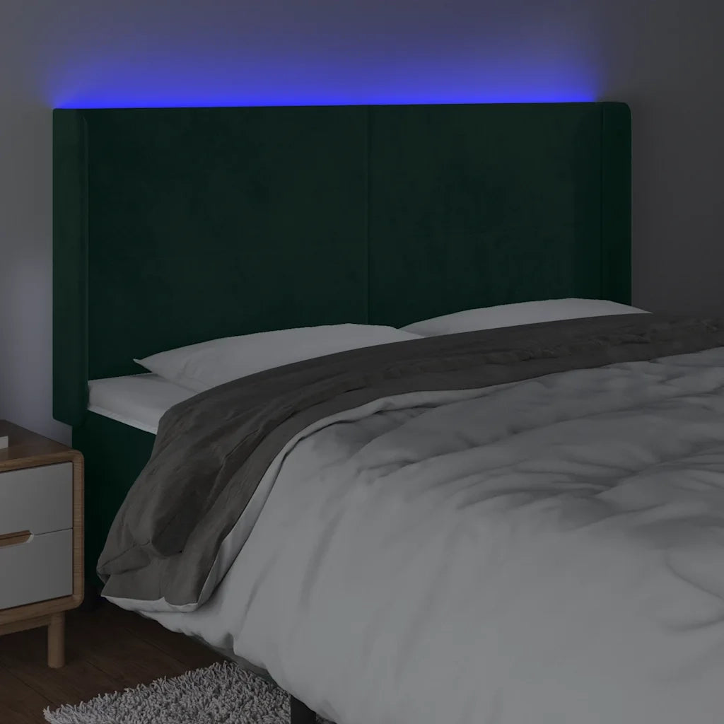 Testiera a LED Verde Scuro 183x16x118/128 cm in Velluto 3123831
